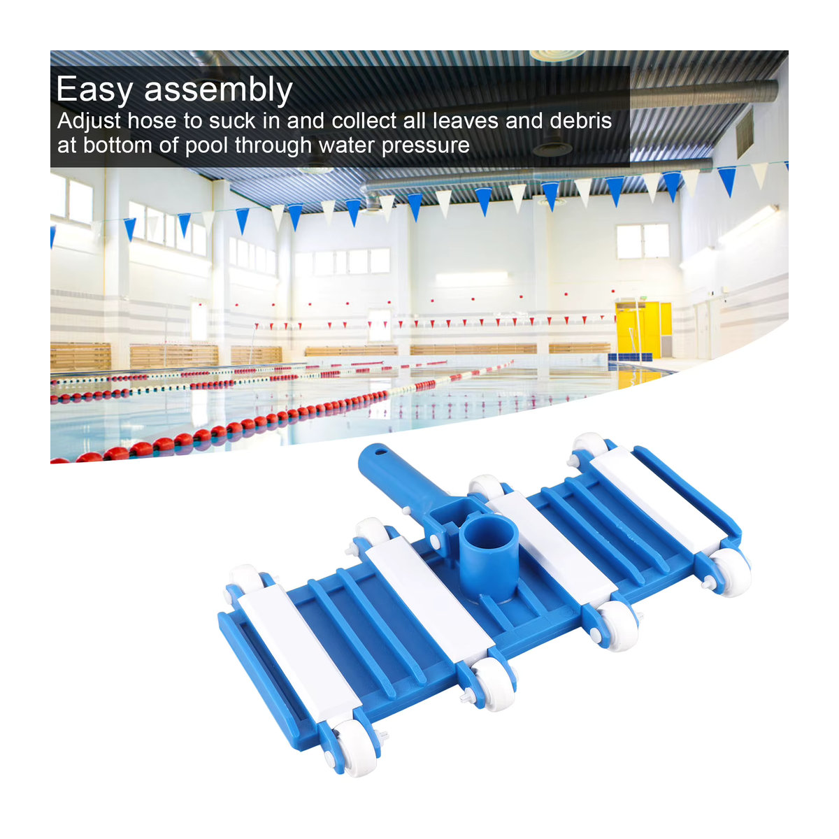 Pool Reinigungsmaschine mit Rädern und verstellbarem Griff für Schwimmbad Vakuum Kopf Reinigungsset - Bild 3