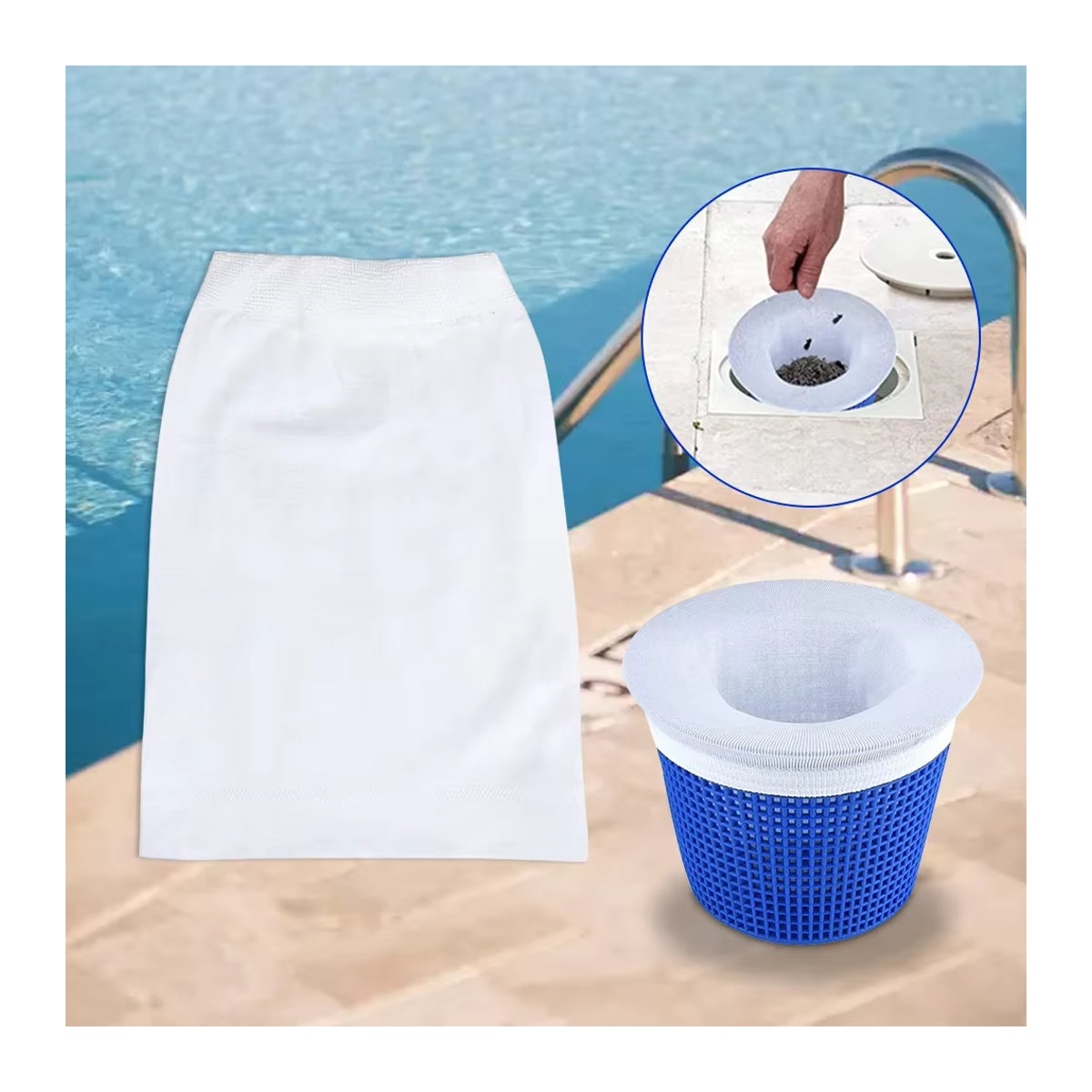 Pool-Skimmer-Socken aus Nylonnetz als Schmutz- und Laubfänger für die Poolreinigung und Filterkörbe - Bild 2