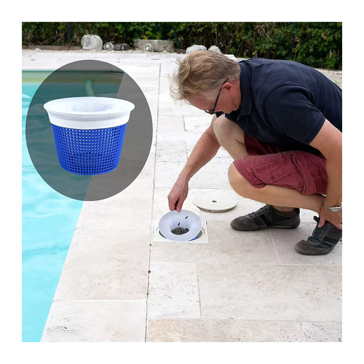 Pool-Skimmer-Socken aus Nylonnetz als Schmutz- und Laubfänger für die Poolreinigung und Filterkörbe - Bild 3