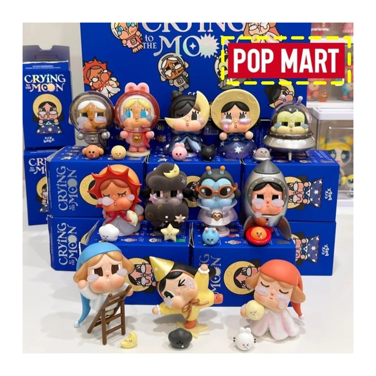 Pop Mart Crybaby Crying To The Moon Serie Blind Box Kawaii Desktop Ornament aus Kunststoff in Mehrfarbig - Bild 1