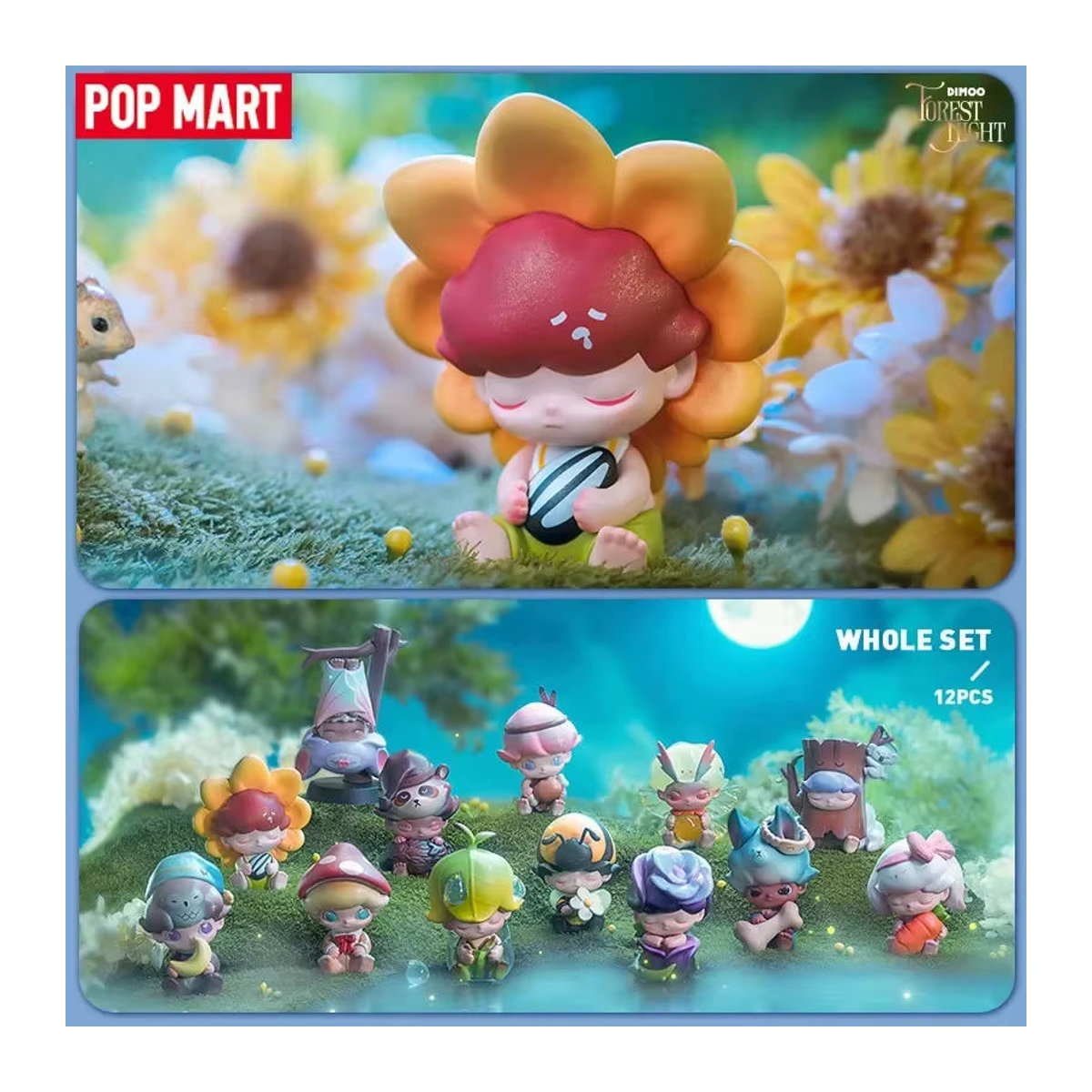 POP MART Dimoo Forest Night Serie Blind Box Mystery Box mit mehrfarbigen Tier-Actionfiguren aus Kunststoff - Bild 1