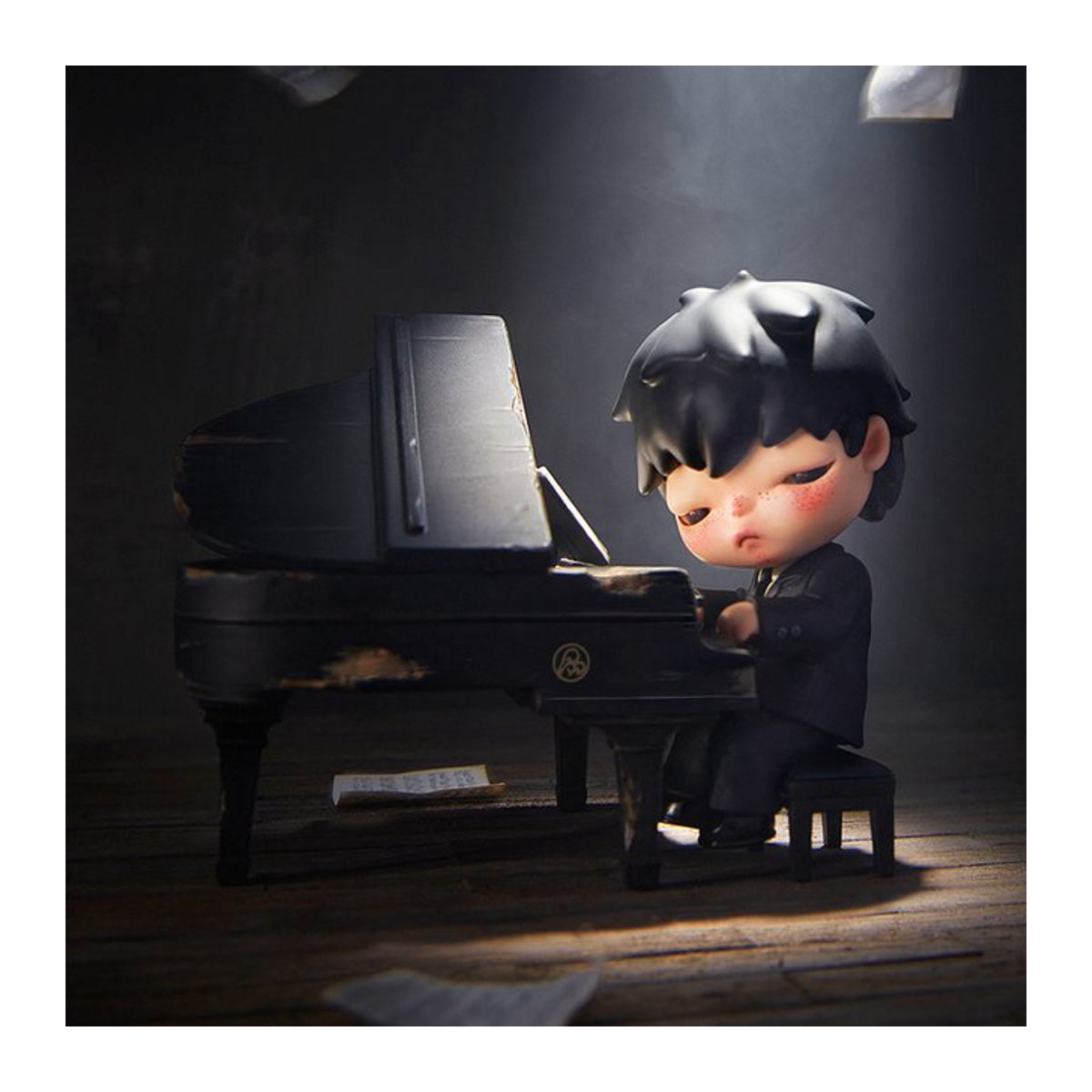 POP MART Hirono The Pianist Figure Limited Edition in Schwarz - Bild 1