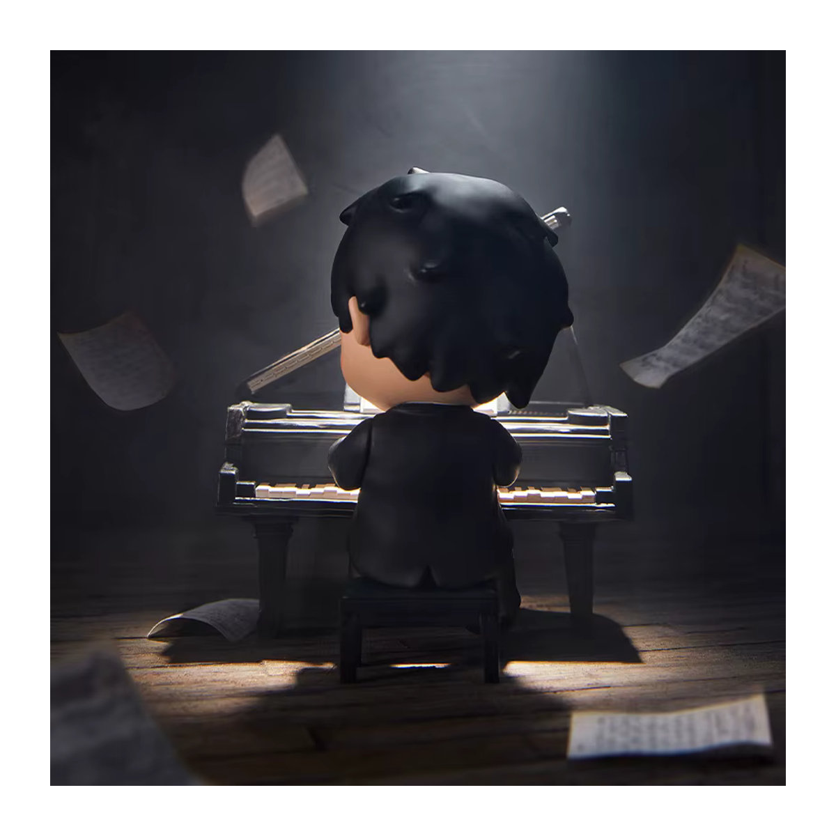 POP MART Hirono The Pianist Figure Limited Edition in Schwarz - Bild 2
