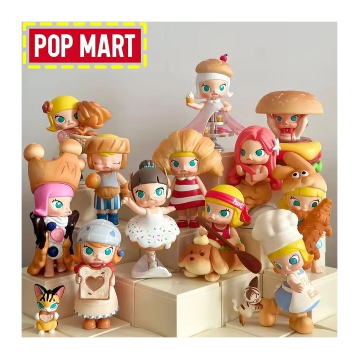 Pop Mart Molly Bread Head Themed Series Blind Box Sammlerfigur aus Kunststoff, mehrfarbig, Höhe: 7–11 cm - Bild 1