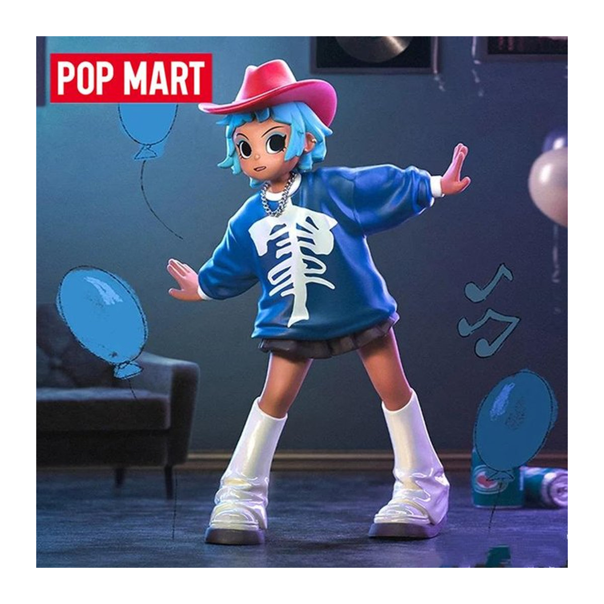 POP MART Peach Riot Rise Up Serie Blind Box Mystery Box mit blauen Kawaii Figuren als Deko-Modell für dein Zuhause - Bild 1