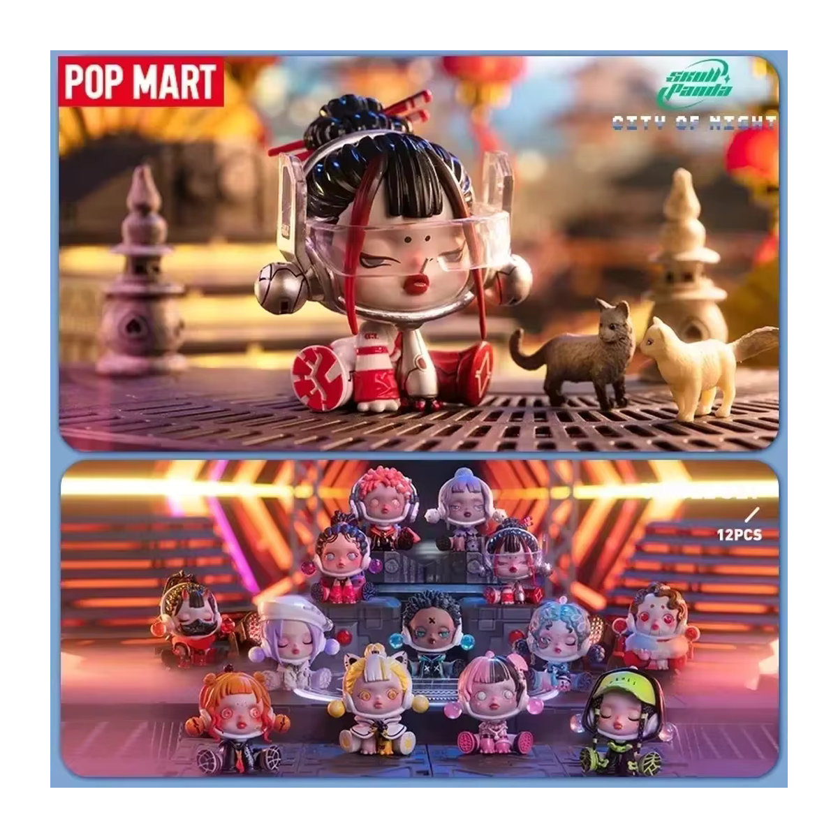 Pop Mart Skullpanda City of Night Serie Blind Box Mystery Box mit mehrfarbigen Anime Figuren aus Kunststoff - Bild 1