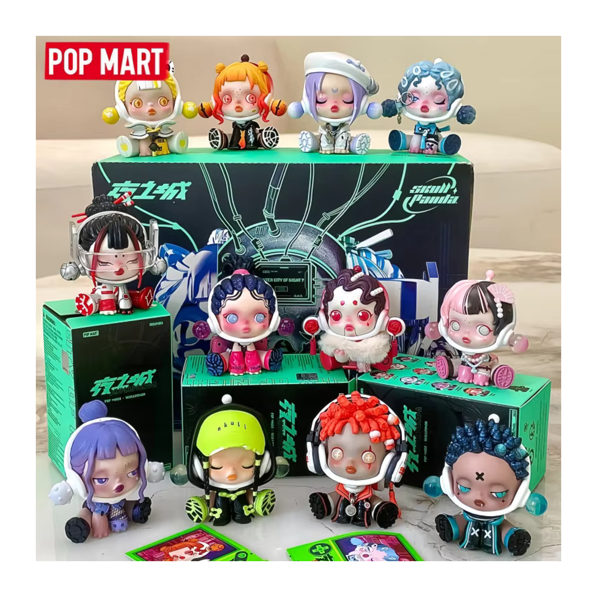 POP MART Skullpanda Night City Serie Blind Box Cyberpunk-Thema Figuren in mehrfarbig - Bild 2