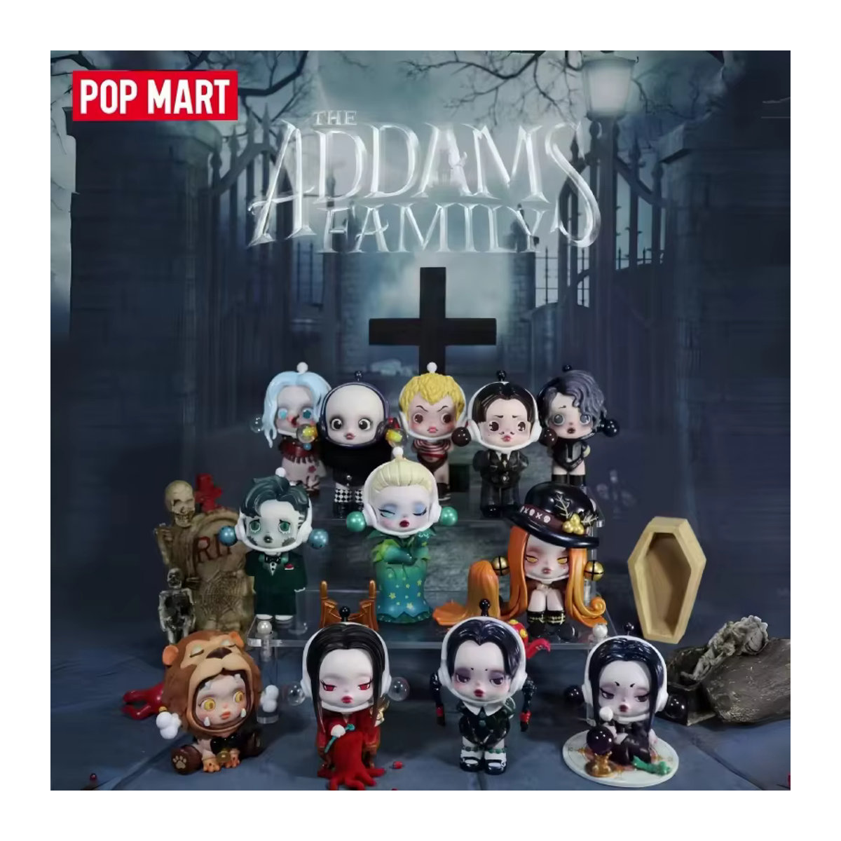 POP MART Skullpanda The Addams Family Serie Blindbox Sammelfiguren in Weiß - Bild 3