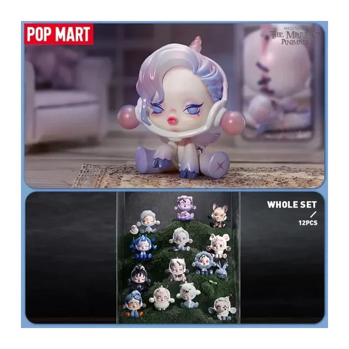 Pop Mart Skullpanda The Mare of Animals Serie Blind Box Mystery Box mit niedlichen Anime Figuren als Ornamente in Grau und Mehrfarbig - Bild 1
