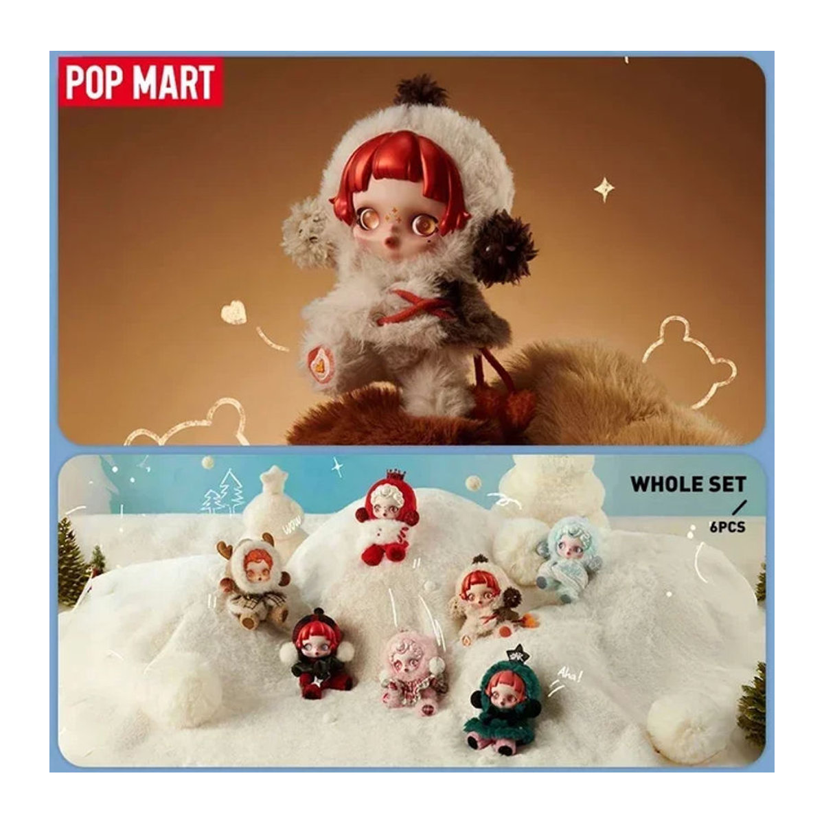 POP MART SKULLPANDA Winter Symphony Serie Blind Box Kawaii Anime Action Figure Mystery Box Dekoration in Braun und Mehrfarbig - Bild 1