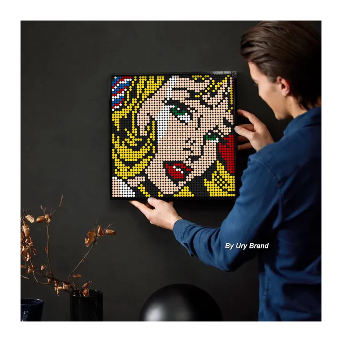 Pop Pixel Art Dame mit Schleifen Mosaik-Gemälde aus Bausteinen, 2400+ Teile DIY Puzzle-Set, mehrfarbig - Bild 4