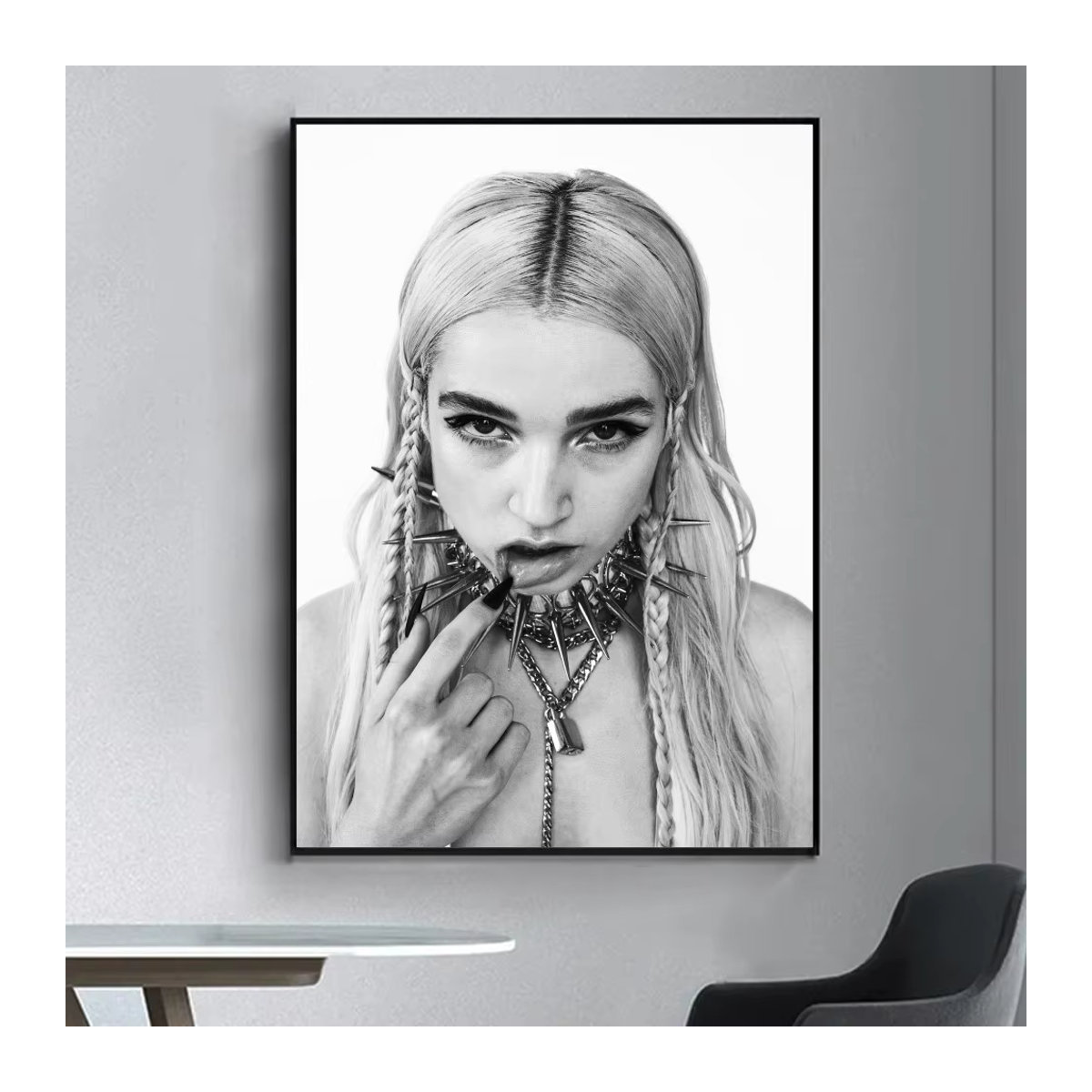 Poppy Album I Disagree Poster, Vintage Wanddeko im Abstract Porträt-Stil, Schwarz, Papier, B/H: 25 x 20 cm - Bild 4