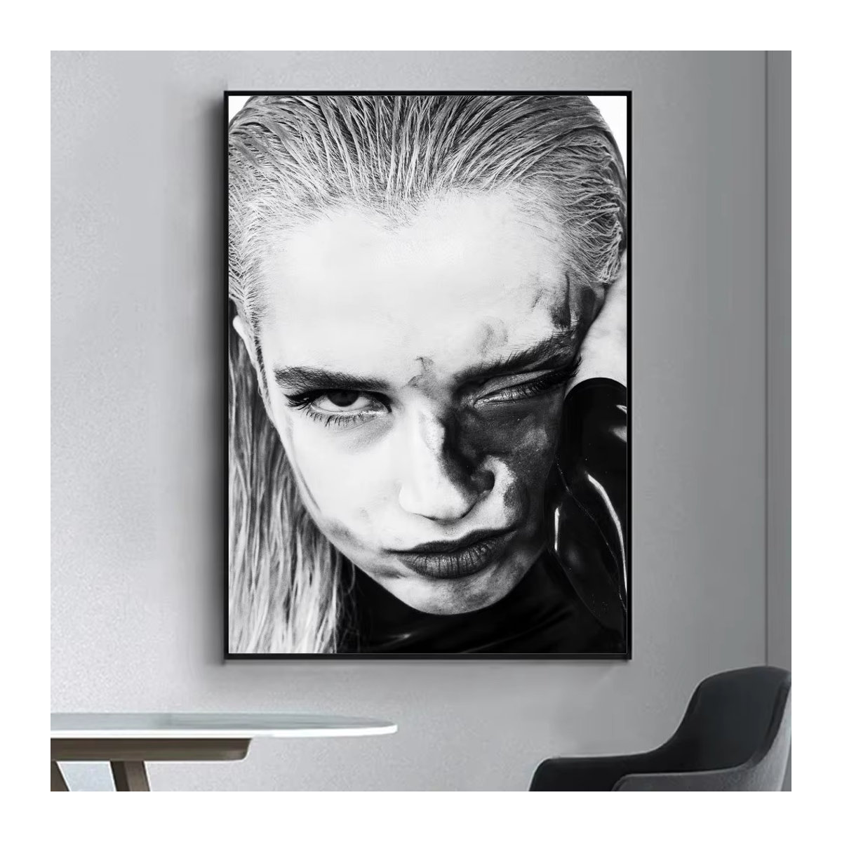 Poppy Album I Disagree Poster, Vintage Wanddeko im Abstract Porträt-Stil, Schwarz, Papier, B/H: 25 x 20 cm - Bild 6