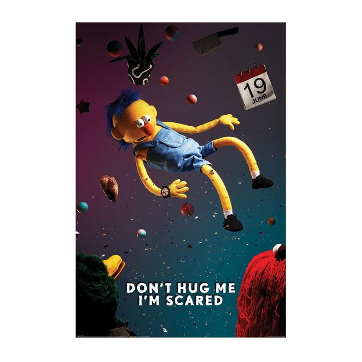 Poster Fass mich nicht an ich habe Angst zu fallen in Schwarz mit Tier-Motiv und Typografie aus Papier - Bild 1