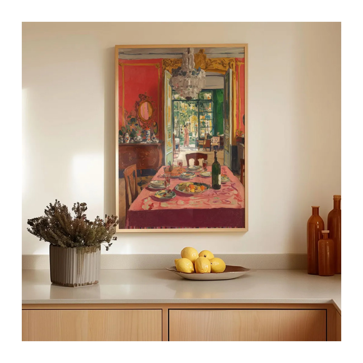 Postimpressionistischer Ölgemälde-Druck von SHENCHEN mit französischem Interieur in Rot für deine Wandmontage - Bild 1
