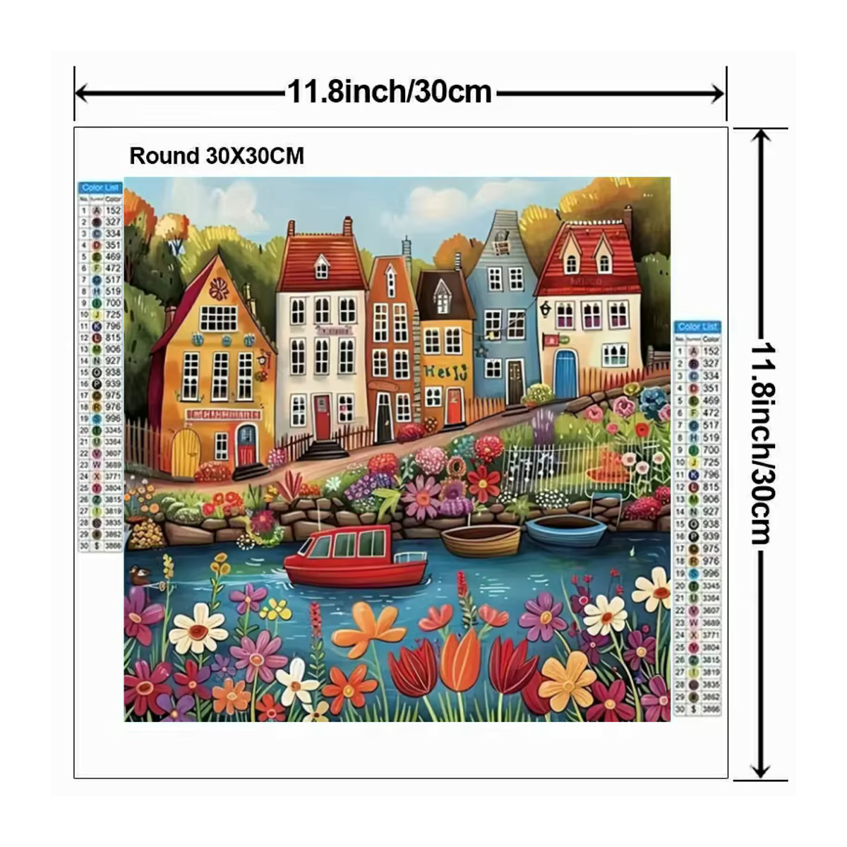 Potdemiel 5D Diamant Malerei Set DIY Stickerei Kit mit buntem Haus und Landschaft zur Wandmontage, mehrfarbig - Bild 2