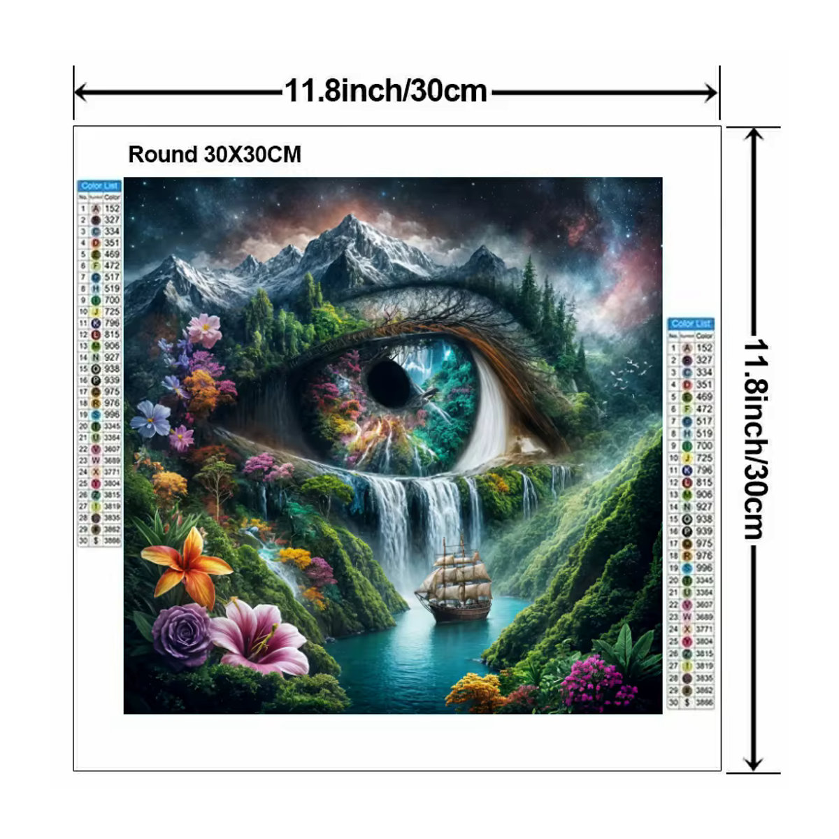 Potdemiel 5D Diamant Malerei Set mit floralem Motiv und Wasserfall in Mehrfarbig zur Wandmontage - Bild 2