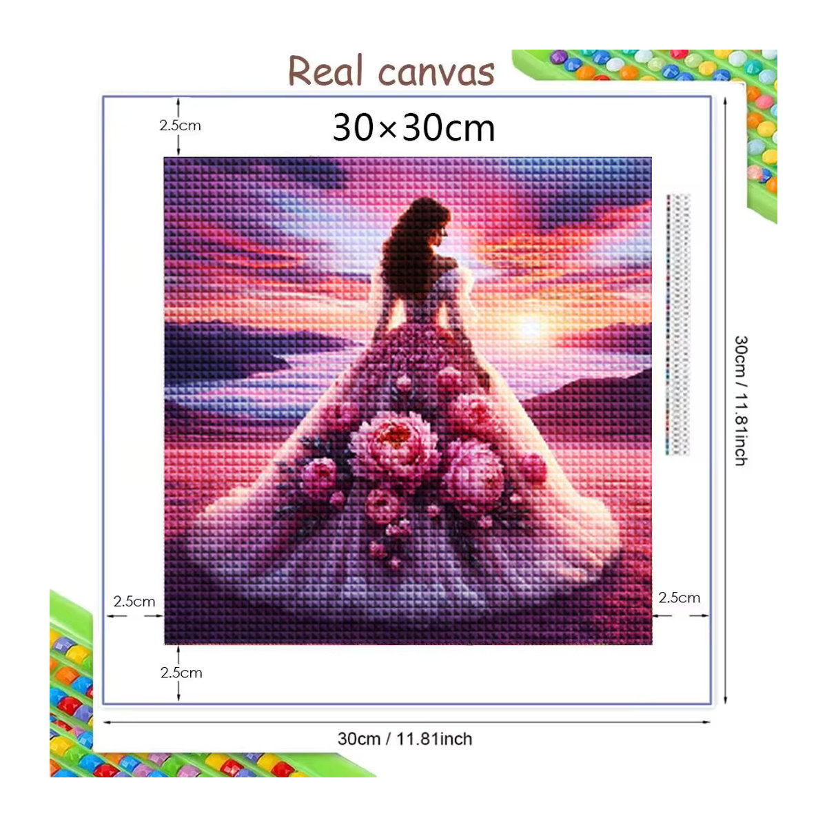 Potdemiel 5D Diamant Malerei Set mit romantischer Landschaft und Rosenblumen in Mehrfarbig zur Wanddekoration - Bild 2
