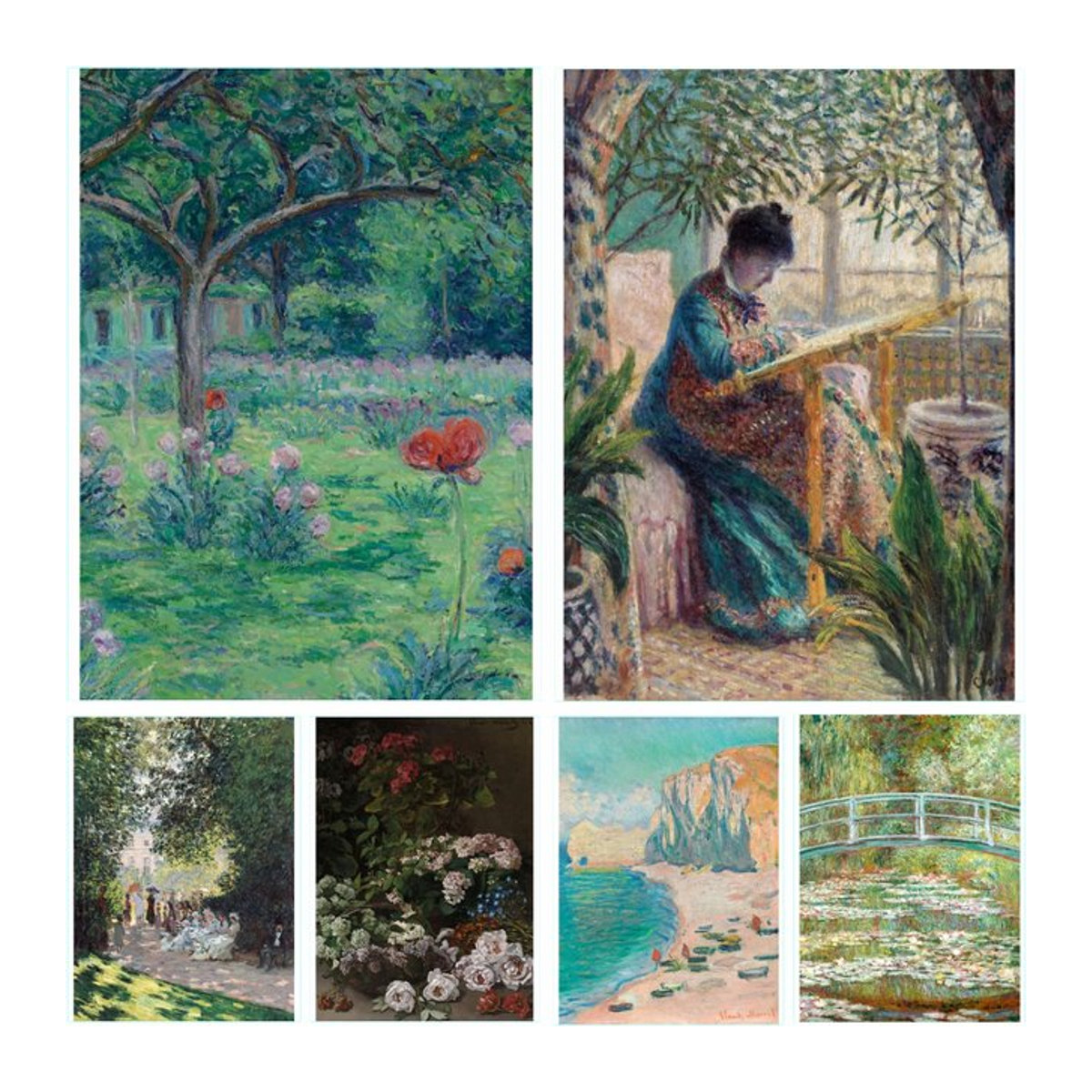 Potdemiel 5D-Diamantgemälde Claude Monet Kunstwerk als DIY-Wandbild in Mehrfarbig mit runden Strasssteinen - Bild 1