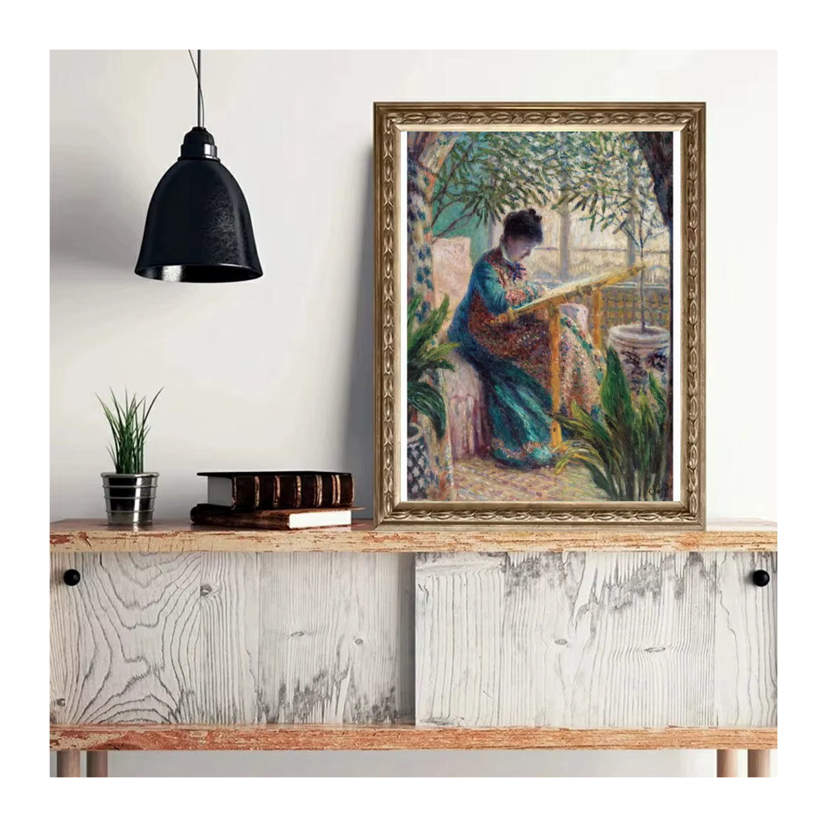 Potdemiel 5D-Diamantgemälde Claude Monet Kunstwerk als DIY-Wandbild in Mehrfarbig mit runden Strasssteinen - Bild 2