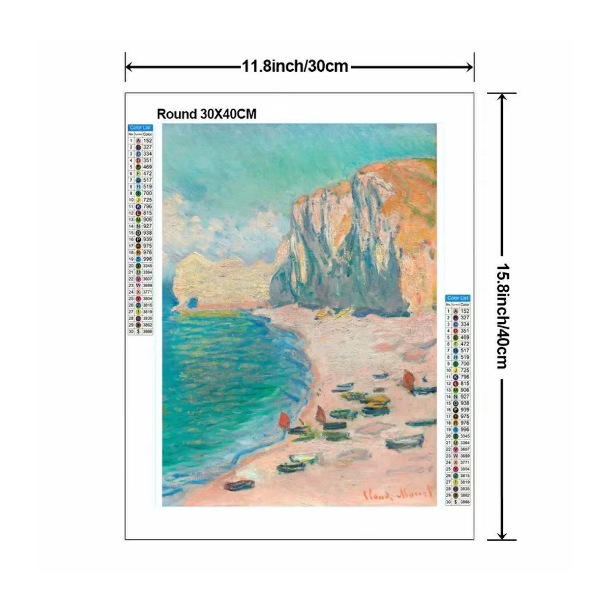 Potdemiel 5D-Diamantgemälde Claude Monet Kunstwerk als DIY-Wandbild in Mehrfarbig mit runden Strasssteinen - Bild 3