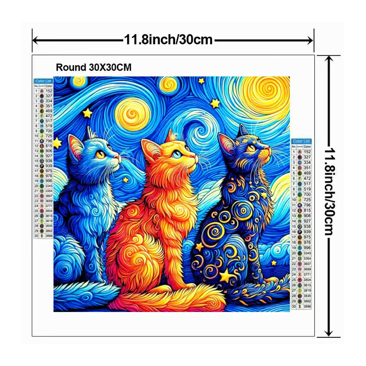 Potdemiel 5D Diamantgemälde DIY Set mit Katze und Sternenhimmel in Schwarz und Mehrfarbig - Bild 2