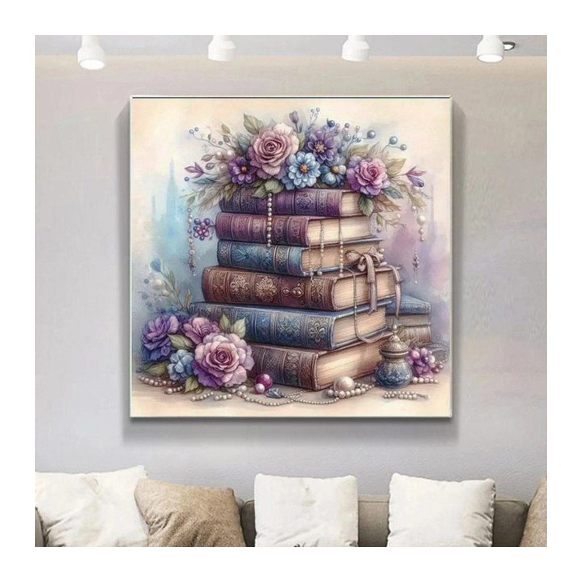 Potdemiel 5D-Diamantgemälde Fantasy-Buch mit Rose und Blumen als Vintage-Mosaik-Stickerei in Mehrfarbig - Bild 1