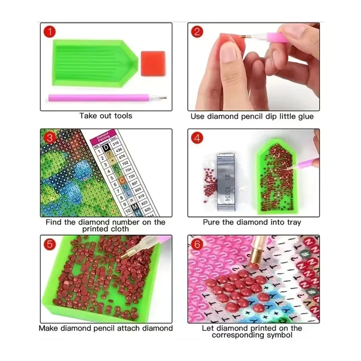 Potdemiel 5D-Diamantgemälde zum Selbermachen mit süßem Feuerdrachen in Rot als Kristall-Diamant-Mosaik-Tier-Komplettset zur Wandmontage - Bild 4