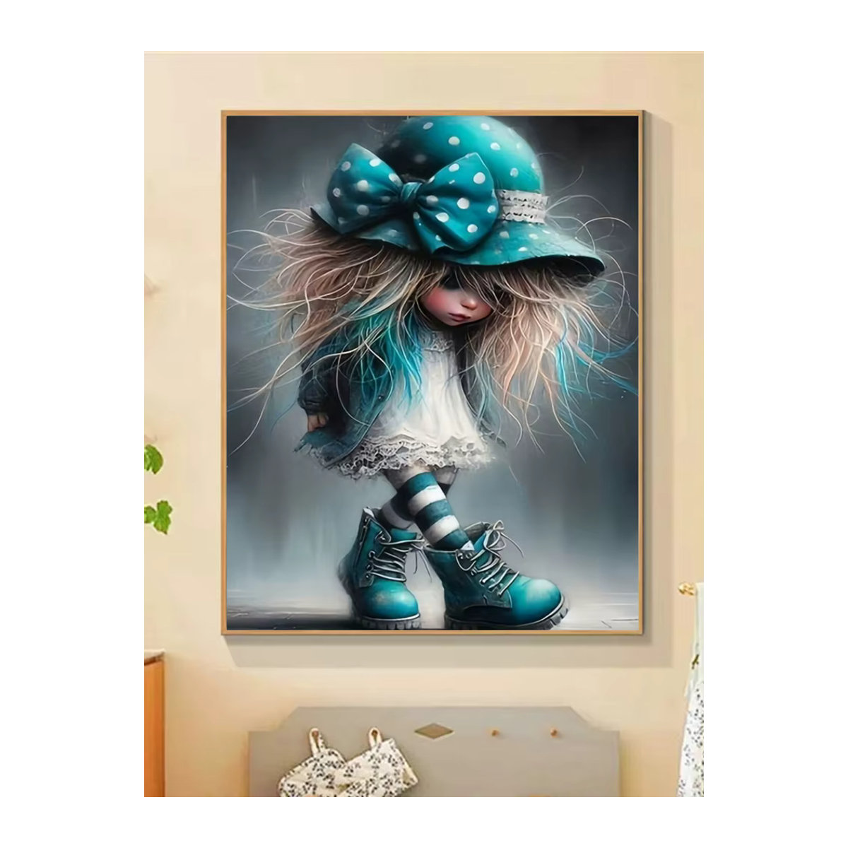 Potdemiel 5D Diamantmalerei Set Coole Mützen-Mädchen Cartoon-Porträt DIY Strasssteine Kunst für Kinder, mehrfarbig - Bild 4