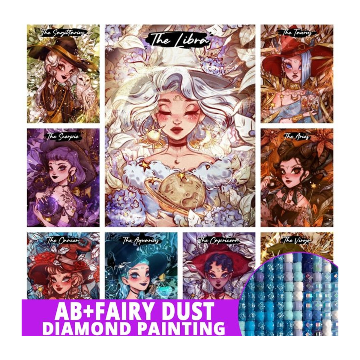 Potdemiel 5D DIY Diamant Malerei Sternzeichen Hexe Astrologie Konstellation Mosaik Stickerei Mehrfarbig - Bild 1