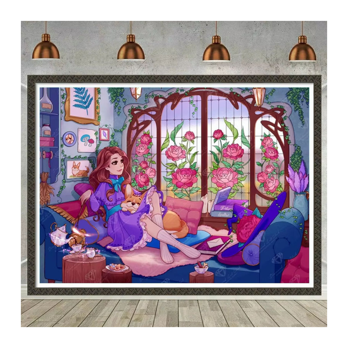 Potdemiel 5D DIY Diamantmalerei Set Cartoon Prinzessin und Magische Hexe als Kreuzstich Mosaik Kit in Mehrfarbig für Kinder und Home Decor - Bild 2