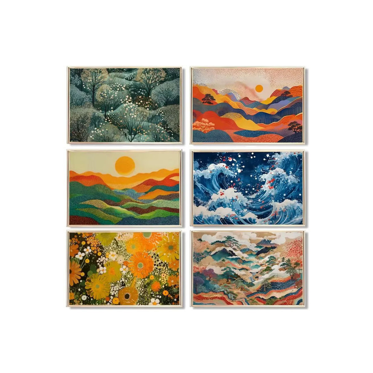 Potdemiel Abstrakte Landschaft Leinwandmalerei im Querformat, Mehrfarbiges Japanisches Natur Poster für deine Wanddekoration - Bild 2