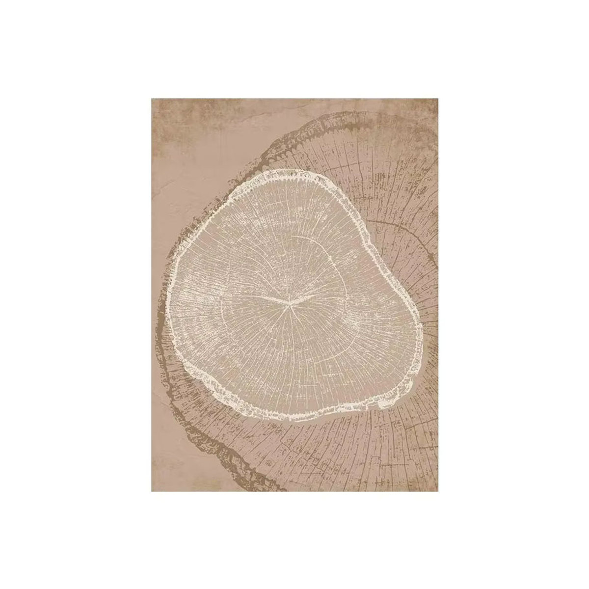Potdemiel Abstrakte Leinwand mit Baumringen in Beige, minimalistische Wandkunst im Hochformat für deine moderne Heimdekoration - Bild 2