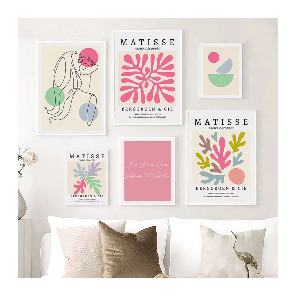Potdemiel Abstrakte Leinwandmalerei Matisse Blumenmarkt und Porträt Mädchen in Mehrfarbig Modernem Design für deine Wanddekoration - Bild 2