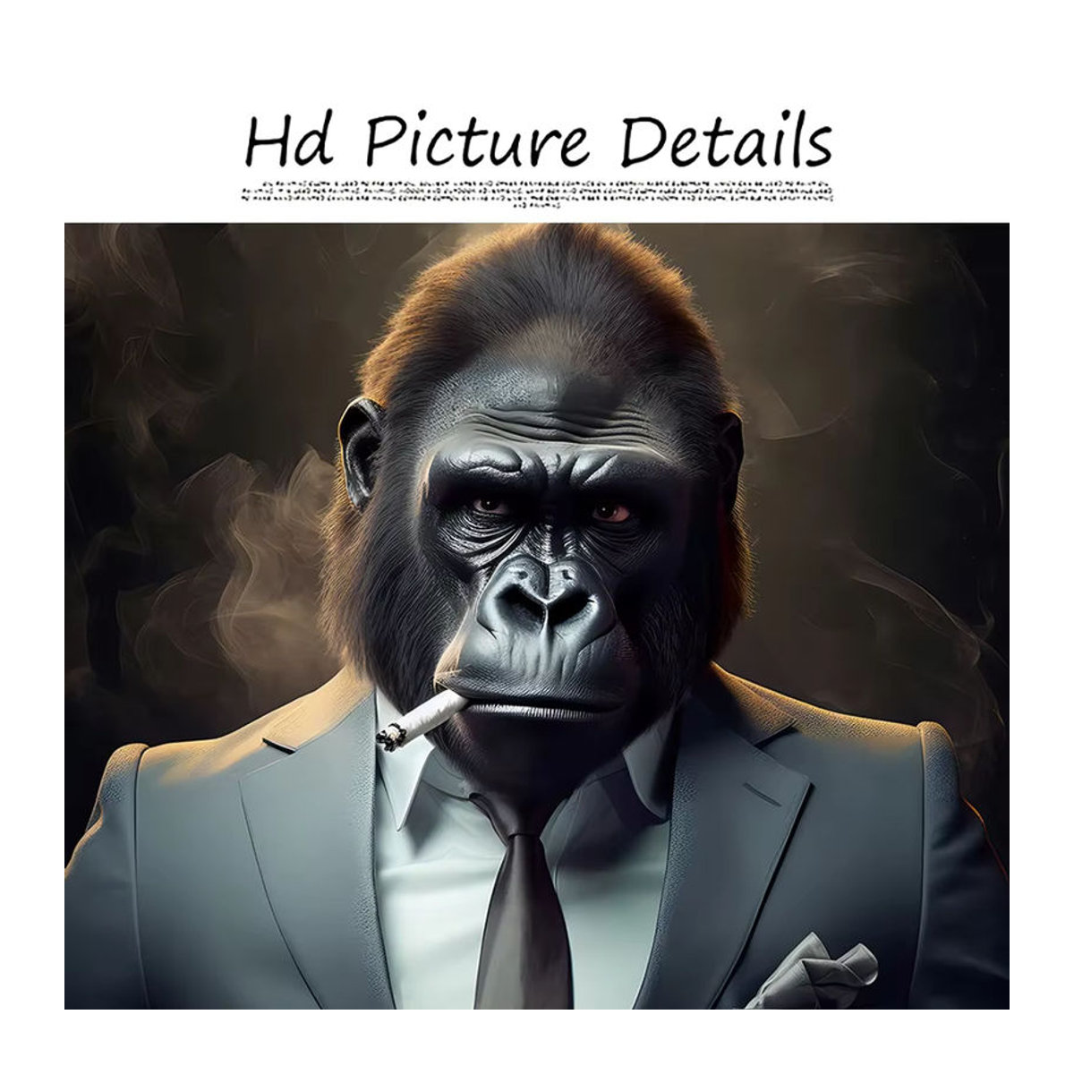 Potdemiel Abstrakte Leinwandmalerei Nordic Gorilla im Anzug – Mehrfarbiges Tier Poster für moderne Wohnkultur - Bild 3