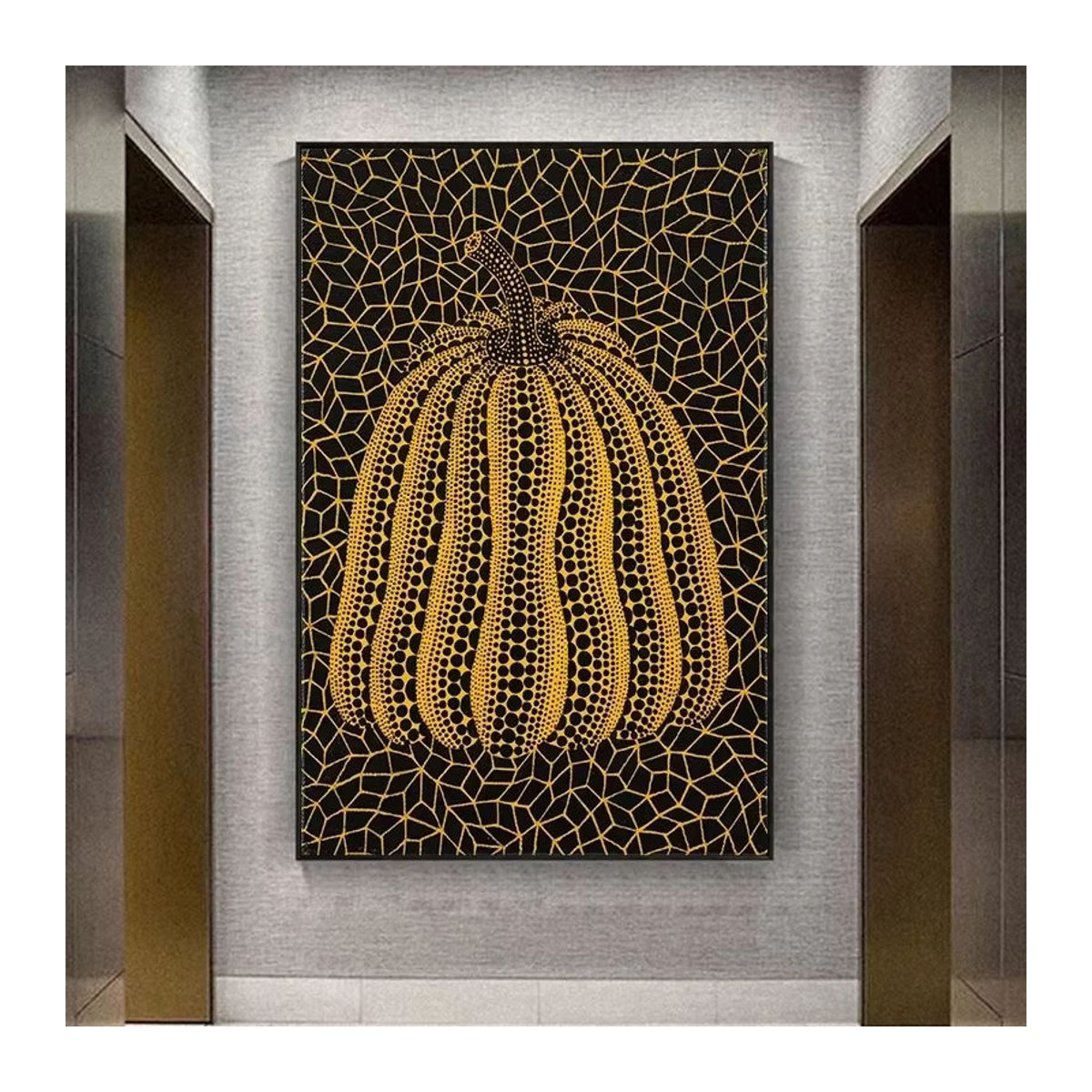 Potdemiel Abstrakter Kürbis Leinwandgemälde Gelb Moderne Wandkunst für dein Wohnzimmer - Bild 1