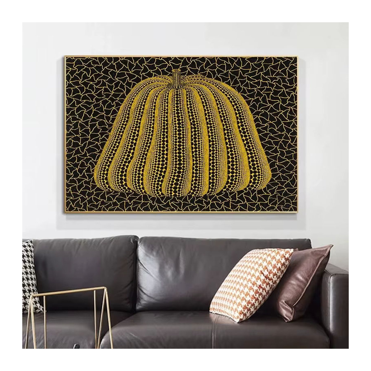 Potdemiel Abstrakter Kürbis Leinwandgemälde Gelb Moderne Wandkunst für dein Wohnzimmer - Bild 2