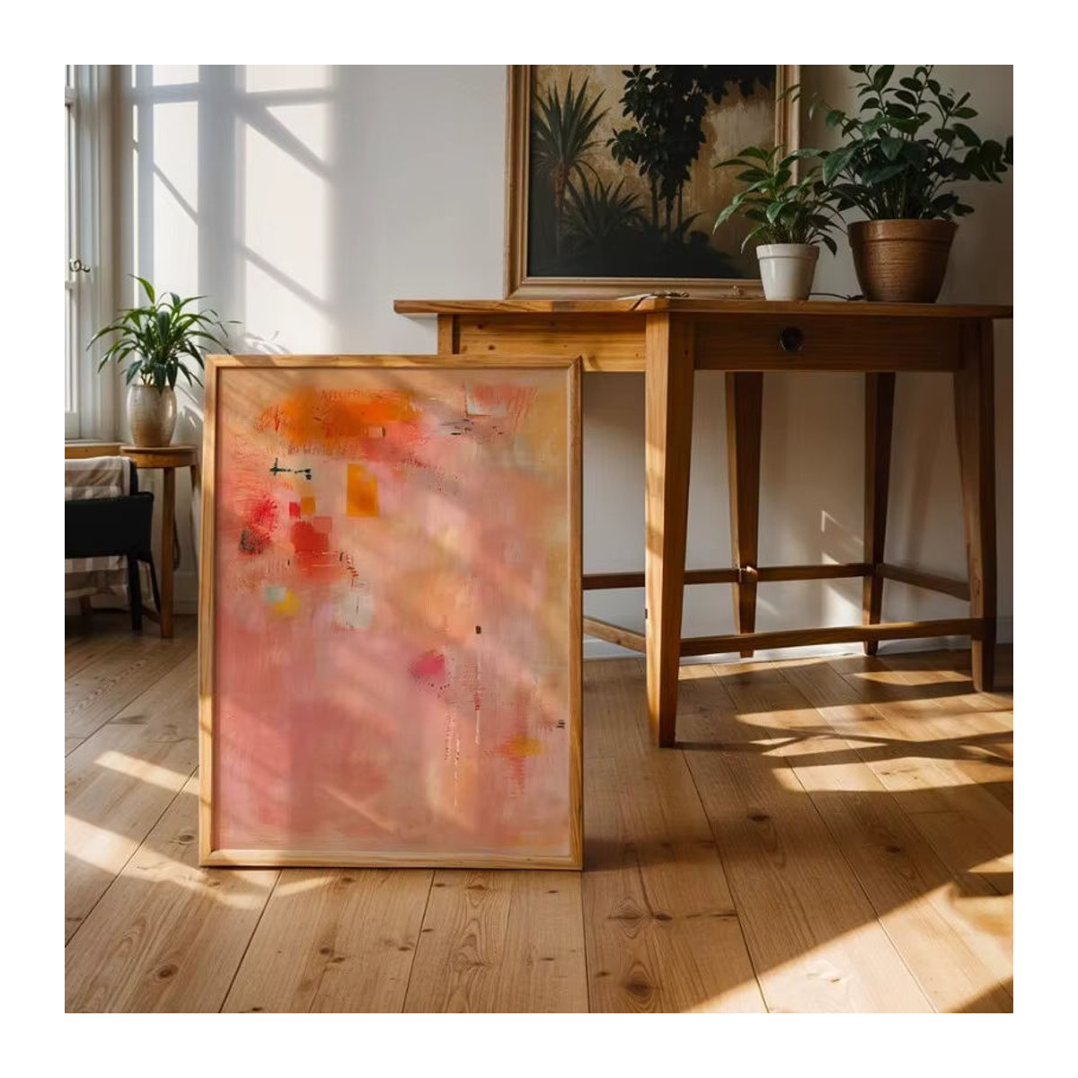 Potdemiel Abstraktes Leinwandgemälde in Mehrfarbig, Minimalistisches Wandbild im Hochformat für deine Dekoration - Bild 2