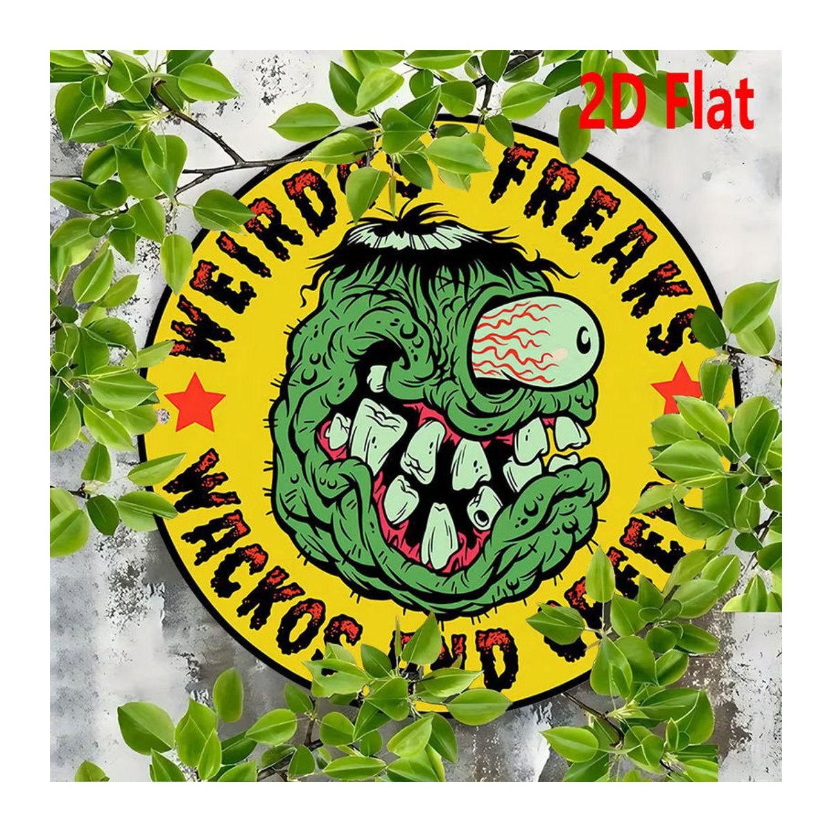 Potdemiel Aluminium-Metallschild Gothic Horror Monster Wanddekoration mit Text WEIRDOS FREAKS WACKOS AND CREEPS, Gelb, B/H: 20,32 x 20,32 cm - Bild 4