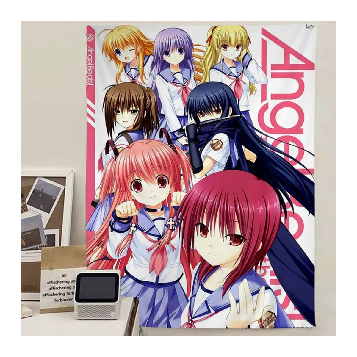 Potdemiel Angel Beats Cartoon Wandteppich in Mehrfarbig als ästhetischer Anime Wandbehang aus Textil - Bild 1