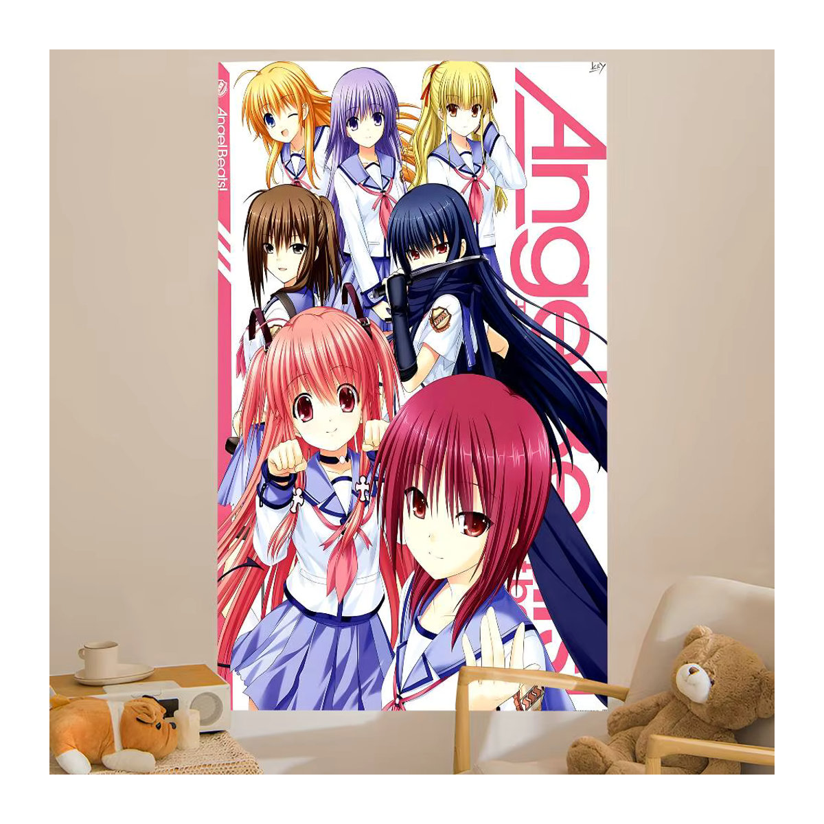 Potdemiel Angel Beats Cartoon Wandteppich in Mehrfarbig als ästhetischer Anime Wandbehang aus Textil - Bild 2