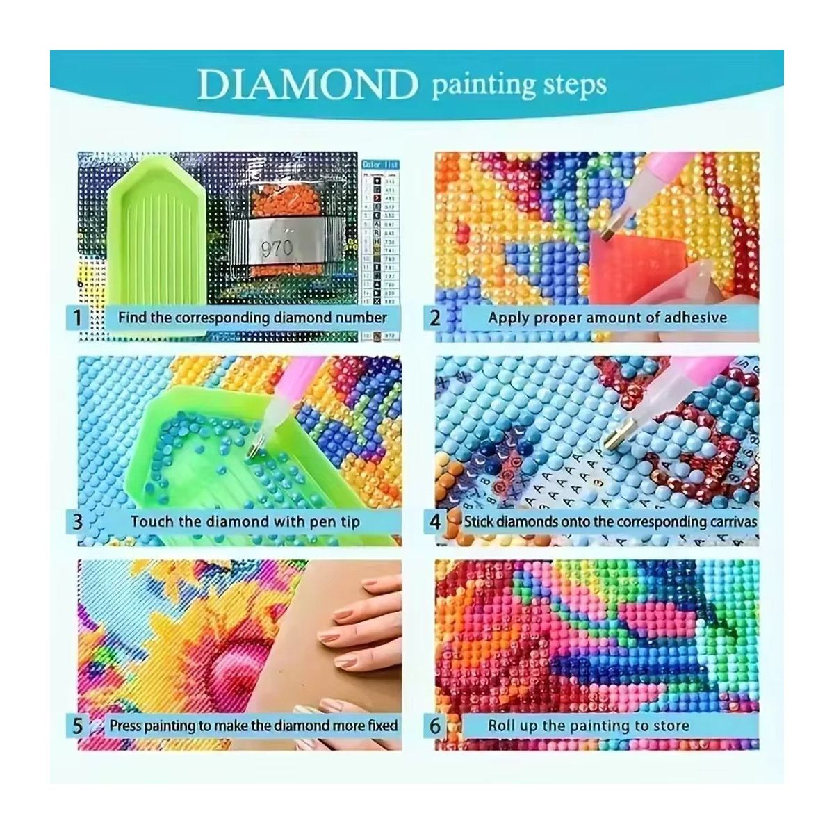 Potdemiel Anime 5D DIY Diamant-Malset mit Cartoon-Mosaik-Kunst für die Heimdekoration, mehrfarbig, rund - Bild 3