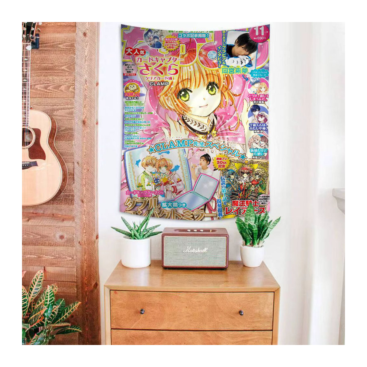 Potdemiel Anime Card Captor Sakura Wandteppich mit Blumen- und Porträt-Motiv im Bohemian-Stil, mehrfarbig, rechteckig - Bild 2