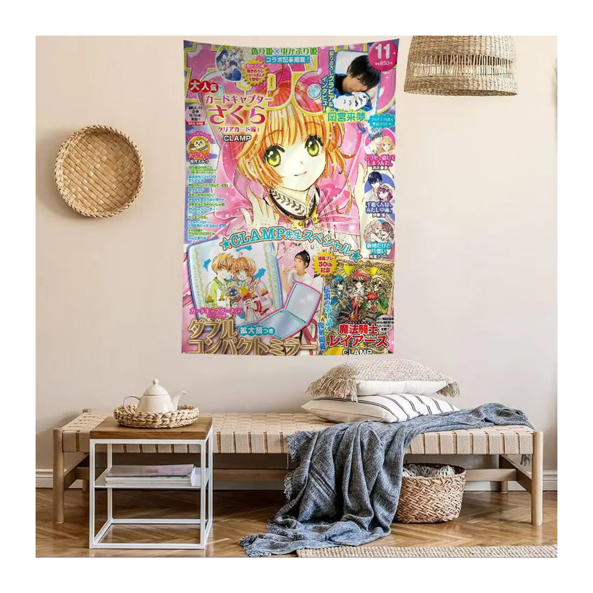 Potdemiel Anime Card Captor Sakura Wandteppich mit Blumen- und Porträt-Motiv im Bohemian-Stil, mehrfarbig, rechteckig - Bild 4