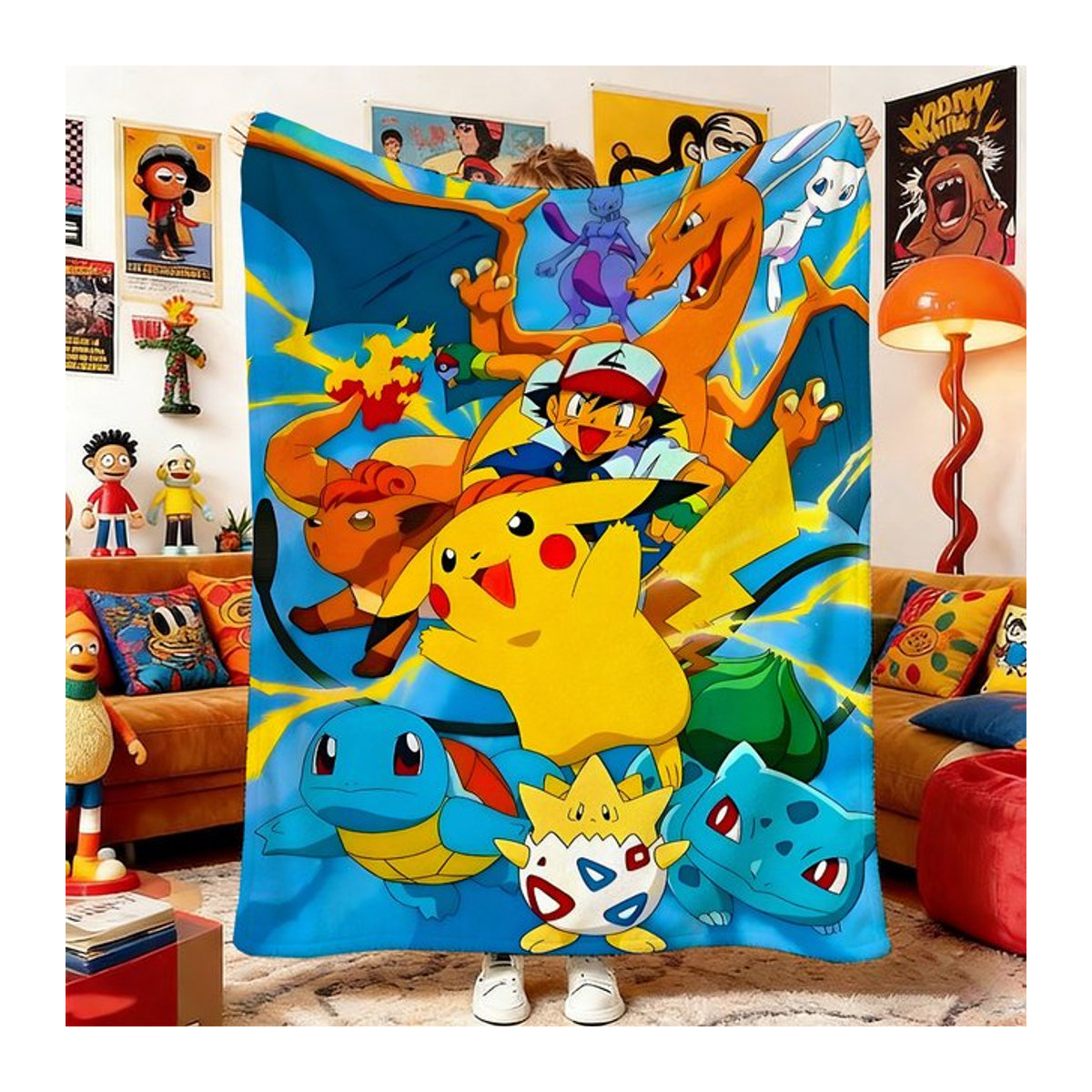 Potdemiel Anime-Decke Pokémon Motiv für Bett, Sofa und Picknick, mehrfarbig - Bild 1