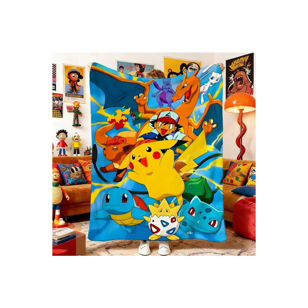 Potdemiel Anime-Decke Pokémon Motiv für Bett, Sofa und Picknick, mehrfarbig - Bild 2