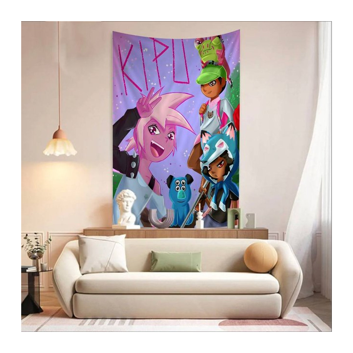 Potdemiel Anime K-Kipo und das Zeitalter der Wonderbeasts Wandteppich, mehrfarbig, Textil Wandkunst für Wohnzimmer und Zuhause - Bild 1
