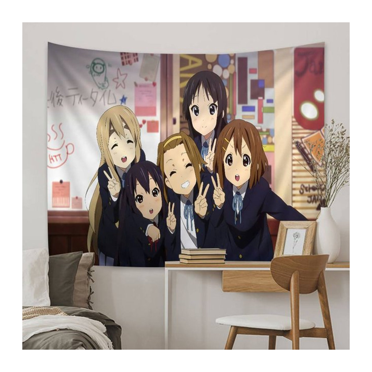 Potdemiel Anime K-On Wandteppich Mandala Wandbehang in Mehrfarbig, Boho-Stil mit floralem Design, B/H: 70 x 70 cm - Bild 1
