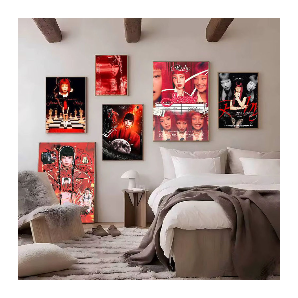 Potdemiel Anime Poster Sänger JENNiE Wandkunst aus weißem Kraftpapier in Mehrfarbig - Bild 2