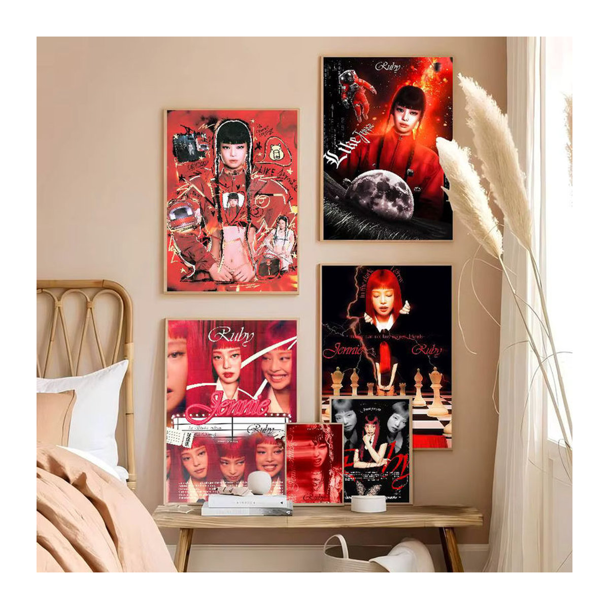 Potdemiel Anime Poster Sänger JENNiE Wandkunst aus weißem Kraftpapier in Mehrfarbig - Bild 3